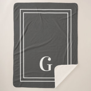 Elegant Monogrammed For Him Grey & White Sherpa Blanket