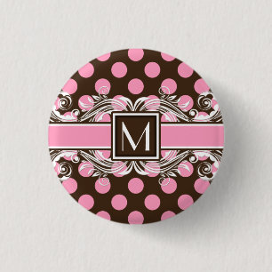 Elegant Monogrammed Geometric Dot Pattern 3 Cm Round Badge