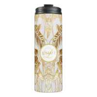 Elegant Monogrammed Gilded Aura Thermal Tumbler