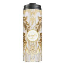 Elegant Monogrammed Gilded Aura Thermal Tumbler