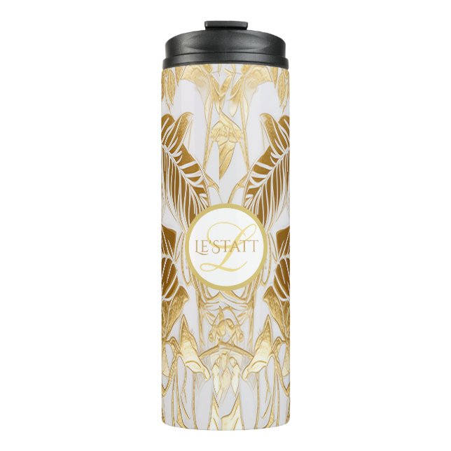 Elegant Monogrammed Gilded Aura Thermal Tumbler (Front)