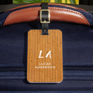 Elegant Monogrammed Gold Brushed Metallic Luggage  Tag