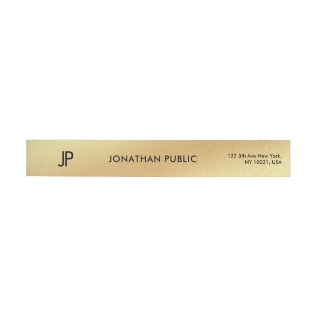 Elegant Monogrammed Gold Modern Glam Plain Wrap Around Label (Individual)