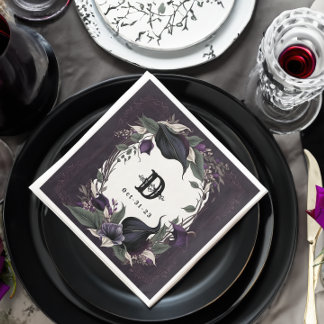 Elegant Monogrammed Gothic Wedding Napkin