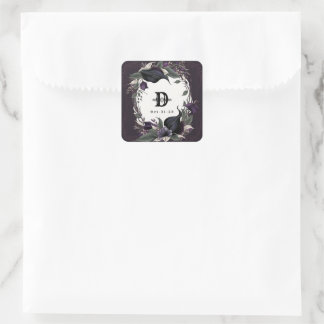 Elegant Monogrammed Gothic Wedding Square Sticker