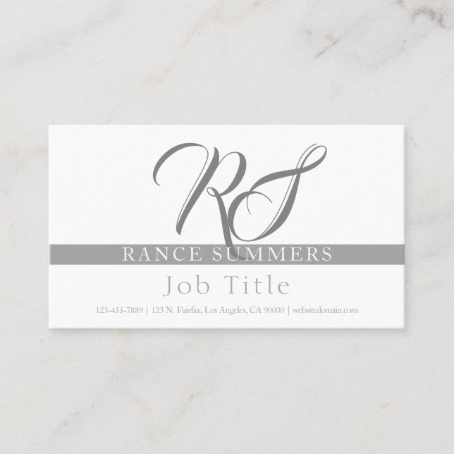 Elegant Monogrammed | Greys Business Card (Front)