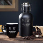 Elegant Monogrammed Growler Set w/ Coffee Mug