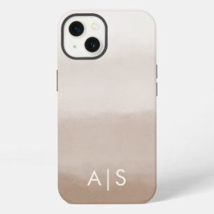 Elegant Monogrammed Initials Mushroom Brown Ombre iPhone 13 Case