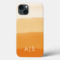 Elegant Monogrammed Initials Pumpkin Orange Ombre
