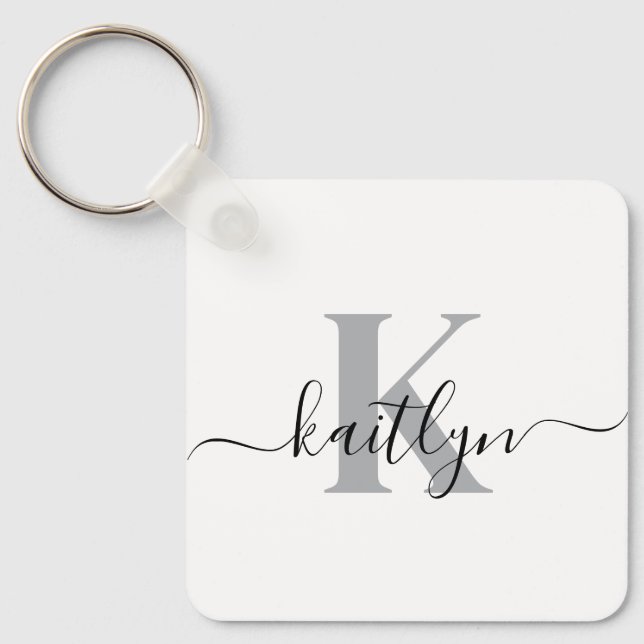 Elegant Monogrammed Key Ring (Front)