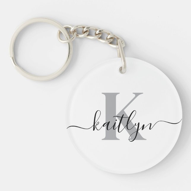 Elegant Monogrammed Key Ring (Front)
