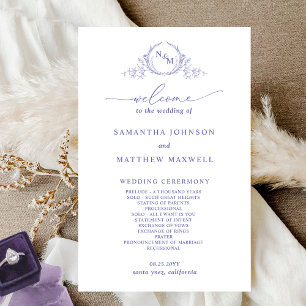 Elegant Monogrammed Lavender Wedding Program