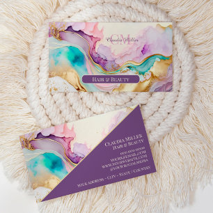 Elegant Monogrammed Marble Liquid Ink Business Card