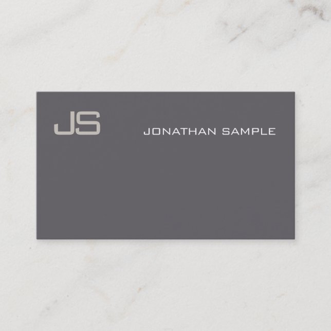 Elegant Monogrammed Modern Professional Plain Luxe Business Card (Front)