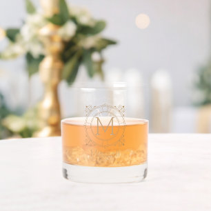 Elegant Monogrammed Name Personalised Whiskey Glass