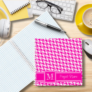 Elegant Monogrammed Orange Houndstooth Graph Paper Notebook