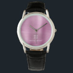 Elegant Monogrammed Pink Brushed Metallic Watch<br><div class="desc">Personalised Elegant Monogrammed Pink Brushed Metallic Watch.</div>