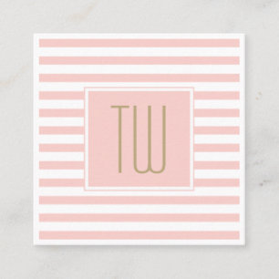 Elegant Monogrammed Pink Gold Text Modern Square Business Card