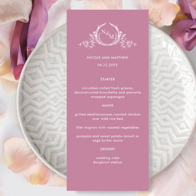 Elegant Monogrammed Pink Wedding Menu (Creator Uploaded)