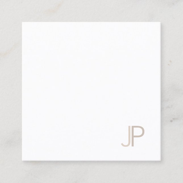 Elegant Monogrammed Plain Modern Trendy Luxe Square Business Card (Front)