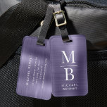 Elegant Monogrammed Purple Brushed Metallic Luggage Tag<br><div class="desc">Elegant Monogrammed Purple Brushed Metallic Luggage Tag.</div>