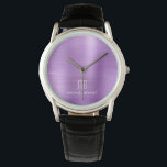Elegant Monogrammed Purple Brushed Metallic Watch<br><div class="desc">Personalised Elegant Monogrammed Purple Brushed Metallic Watch.</div>