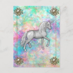Elegant Monogrammed Rainbow Unicorn  Postcard