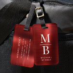 Elegant Monogrammed Red Brushed Metallic Luggage Tag<br><div class="desc">Elegant Monogrammed Red Brushed Metallic Luggage Tag</div>