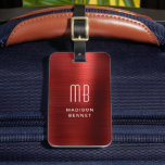 Elegant Monogrammed Red Brushed Metallic Luggage Tag<br><div class="desc">Elegant Monogrammed Red Brushed Metallic Luggage Tag.</div>