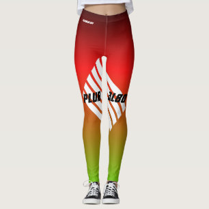 Elegant monogrammed red green gradeint sporty  leggings