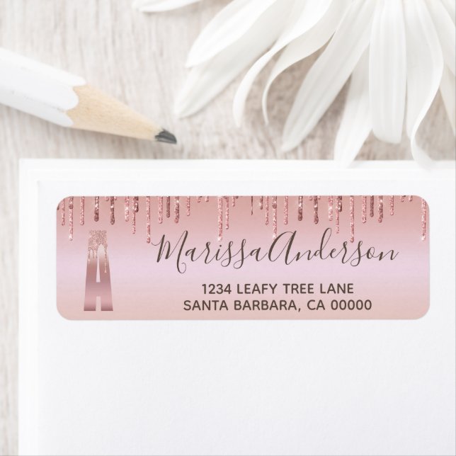 Elegant Monogrammed Rose Gold Glitter Girly (Insitu)