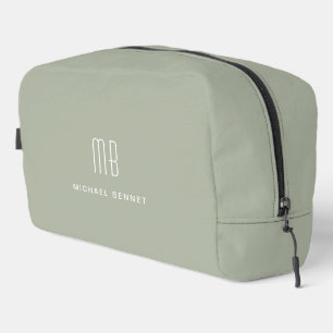 Elegant Monogrammed Sage Green Dopp Kit