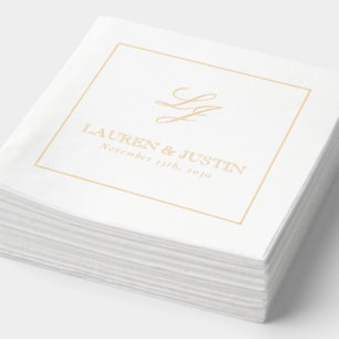 Elegant Monogrammed Simple Script Wedding Gold Foil Napkins