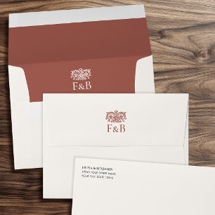 Elegant Monogrammed Wedding Floral Terracotta Envelope
