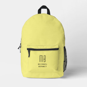 Elegant Monogrammed Yellow Printed Backpack