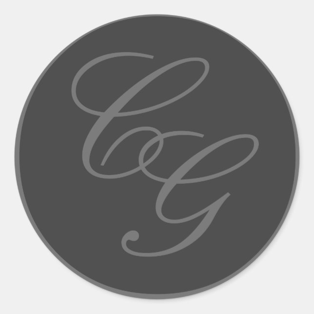 Elegant Monograms Grey Wedding Sticker (Front)