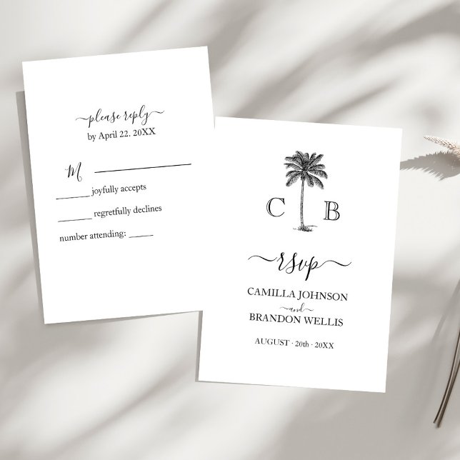Elegant Monograms Palm Beach Wedding RSVP Card (Creator Uploaded)