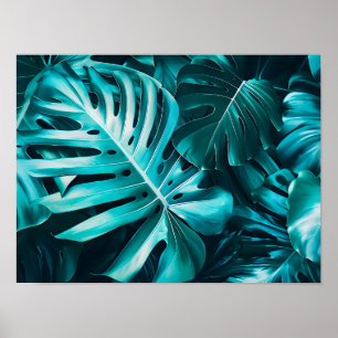 Elegant Monstera Leaf Horizontal Wall Art Poster