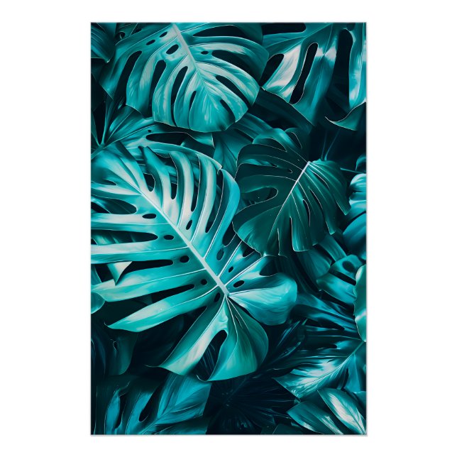Elegant Monstera Leaf Wall Art Poster (Front)