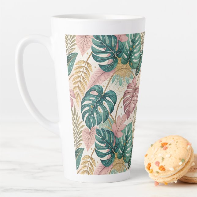 Elegant Monsteras Gold Latte Mug (In Situ)