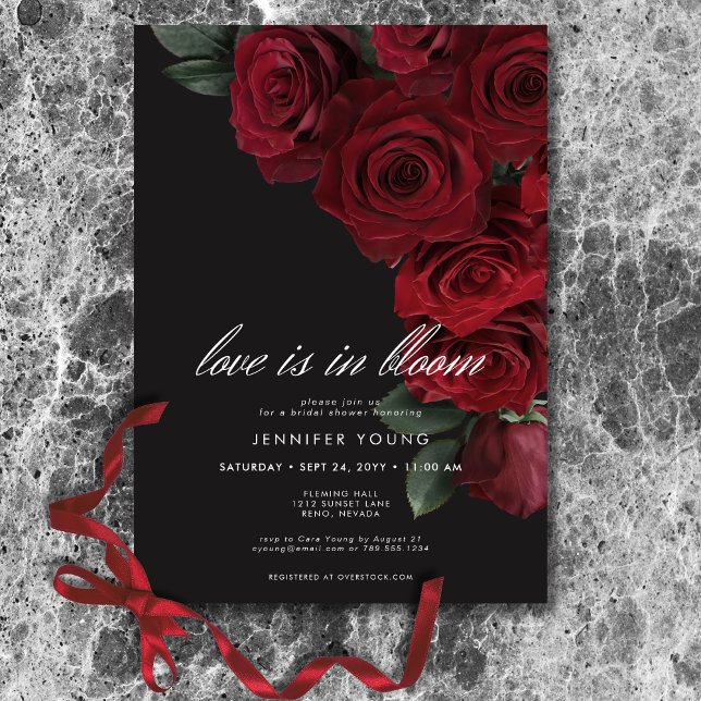 Elegant Moody Blood Roses Love is in Bloom Shower Invitation (Elegant Moody Blood Roses Love is in Bloom Shower Invitation)