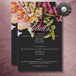 Elegant Moody Burgundy & Pink Floral Details Enclosure Card