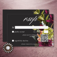 Elegant Moody Burgundy & Pink Floral QR Code