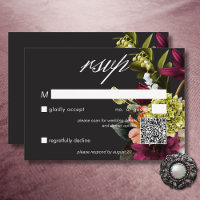 Elegant Moody Burgundy & Pink Floral QR Code