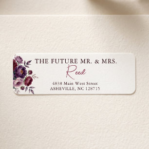 Elegant Moody Burgundy Plum Floral Wedding Address