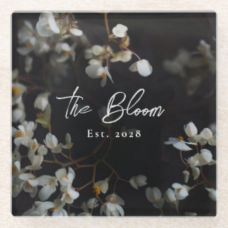 Elegant Moody Dark Floral  Glass Coaster