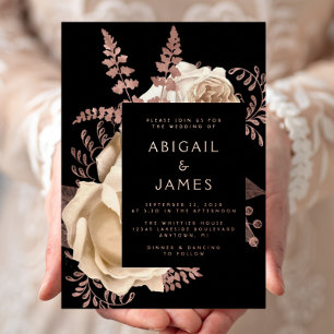 Elegant Moody Dark Floral Ivory Rose Gold Wedding