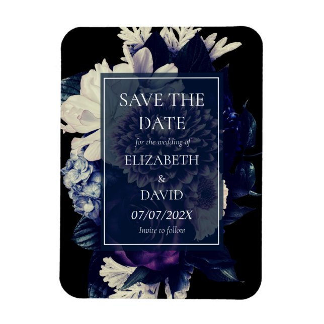 Elegant Moody Dark Floral Wedding  Magnet (Vertical)