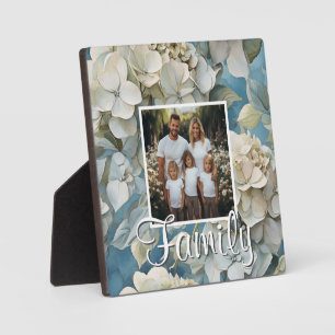 Elegant moody dusty blue watercolor florals plaque