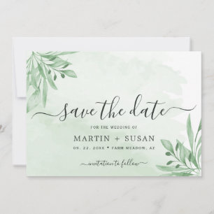 Elegant Moody Eucalyptus Leaves Greenery Wedding Save The Date